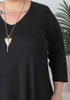 Plus Size Black Stretch Rayon Hanky Hem Tunic
