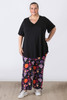 Plus Size Purple Paisley Floral Stretch Gypsy Pant