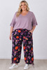 Plus Size Purple Paisley Floral Stretch Gypsy Pant