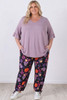 Plus Size Purple Paisley Floral Stretch Gypsy Pant