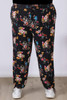 Plus Size Black Bright Garden Floral Stretch Gypsy Pants