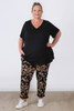 Plus Size Black Floral Roll Up Cuff Track Pant