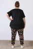 Plus Size Black Floral Roll Up Cuff Track Pant