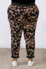 Plus Size Black Floral Roll Up Cuff Track Pant