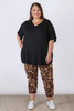 Plus Size Mocha Floral Roll Up Cuff Track Pant