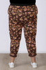 Plus Size Mocha Floral Roll Up Cuff Track Pant