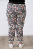 Plus Size Pink Blooms Roll Up Cuff Track Pants