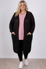 Plus Size Black Cotton Crochet Long Cardigan