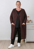 Plus Size Mocha Cotton Crochet Long Cardigan