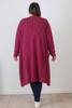 Plus Size Berry Cotton Crochet Long Cardigan