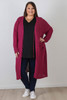 Plus Size Berry Cotton Crochet Long Cardigan