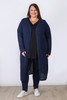 Plus Size Navy Cotton Crochet Long Cardigan - Curvaceous