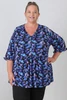Plus Size Bright Blue Floral Semi Peak Top