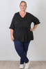 Plus Size Black Elbow Sleeve Long Top
