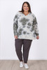Plus Size Sage Distressed Cotton Blend Top