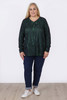 Plus Size Black Green Distressed Long Sleeve Top