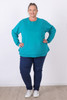Plus Size Turquoise Fleecy Cotton Jumper - Curvaceous