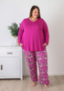 Plus Size Fuchsia Butterfly Pyjama Set