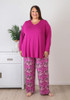 Plus Size Fuchsia Butterfly Pyjama Set