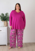 Plus Size Fuchsia Butterfly Pyjama Set