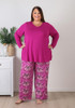 Plus Size Fuchsia Butterfly Pyjama Set