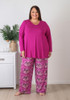 Plus Size Fuchsia Butterfly Pyjama Set