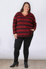 Plus Size Red Black Stripe Ribbed Top Sizes 18 to 32