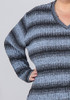 Plus Size Light Blue Black Stripe Ribbed Top