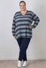 Plus Size Light Blue Black long sleeve top