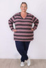 Plus Size Pink Black Stripe Ribbed Top Sizes 18 to 32