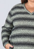 Plus Size Green Black Stripe Top