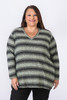 Plus Size Green Black Stripe Top