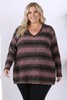 plus size purple black long sleeve top