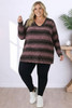 plus size purple black long sleeve top