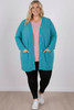 Soft Touch Chenille Knit Cardigan Aqua Blue