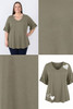 Plus Size Heart Option Frill Sleeve Bamboo Khaki Top