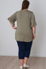 Plus Size Heart Option Frill Sleeve Bamboo Khaki Top