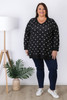 Plus Size Black Polka Dot Cotton Knit Jumper