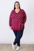 Plus Size Berry Polka Dot Cotton Knit Jumper - Curvaceous