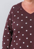 Plus Size Chocolate Plum Polka Dot Cotton Knit Jumper