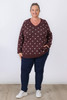 Plus Size Chocolate Plum Polka Dot Cotton Knit Jumper - Curvaceous