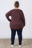 Plus Size Chocolate Plum Polka Dot Cotton Knit Jumper
