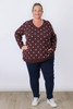 Plus Size Chocolate Plum Polka Dot Cotton Knit Jumper Sizes 18 to 32