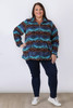 Plus Size Blue Tribal Fleece Jumper Sizes 18 to 32