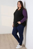 Plus Size Black Cable Knit V Neck Vest