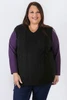 Plus Size Black Cable Knit V Neck Vest