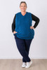 Plus Size Teal Cable Knit V Neck Vest