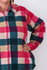 Plus Size Pink Check Brushed Fleecy Winter Jacket
