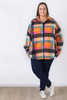 Plus Size Colourful Plaid Brushed Fleecy Winter Jacket