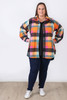 Plus Size Orange Plaid Brushed Fleecy Winter Jacket